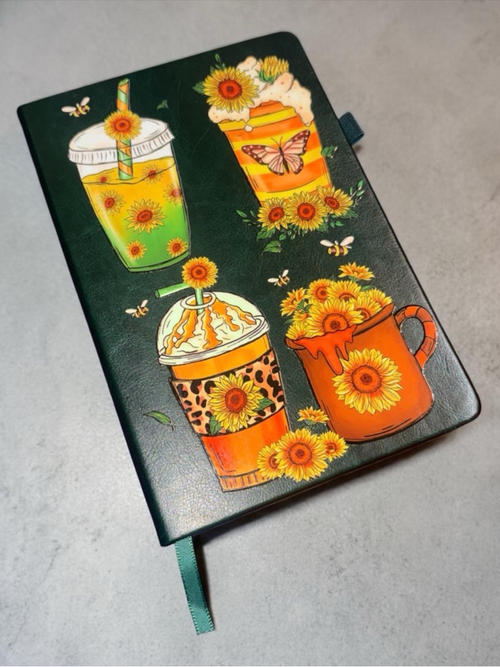 Green Sunflower Beverage Notebook